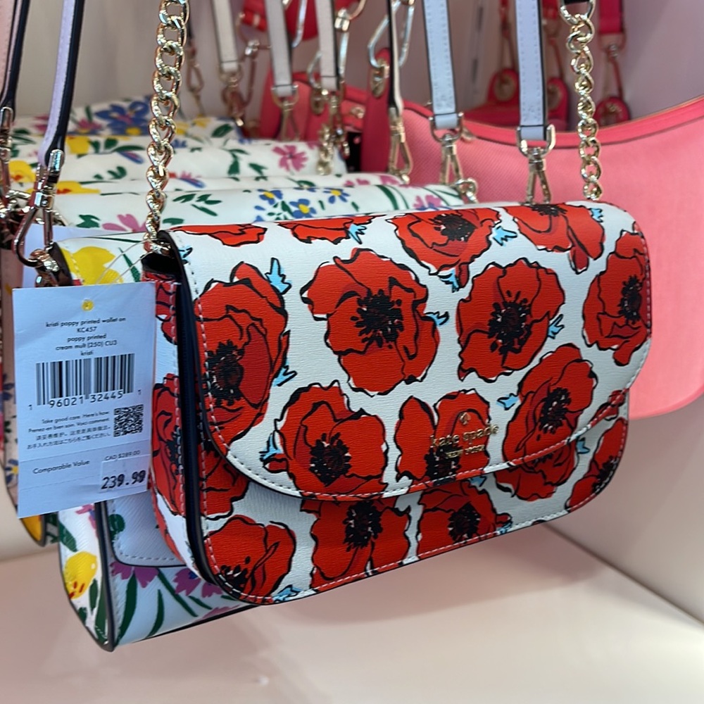 Kate Spade Kristi Poppy Printed Flap Crossbody 
Cream Multi NWT - Picture 6 of 16